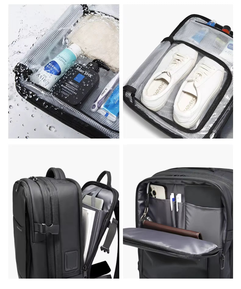 BANGE New Arrival Carry on 40L Expandable Built-in Vacuum Compression Pump Men Waterproof Travel Vacuum Compression Backpack