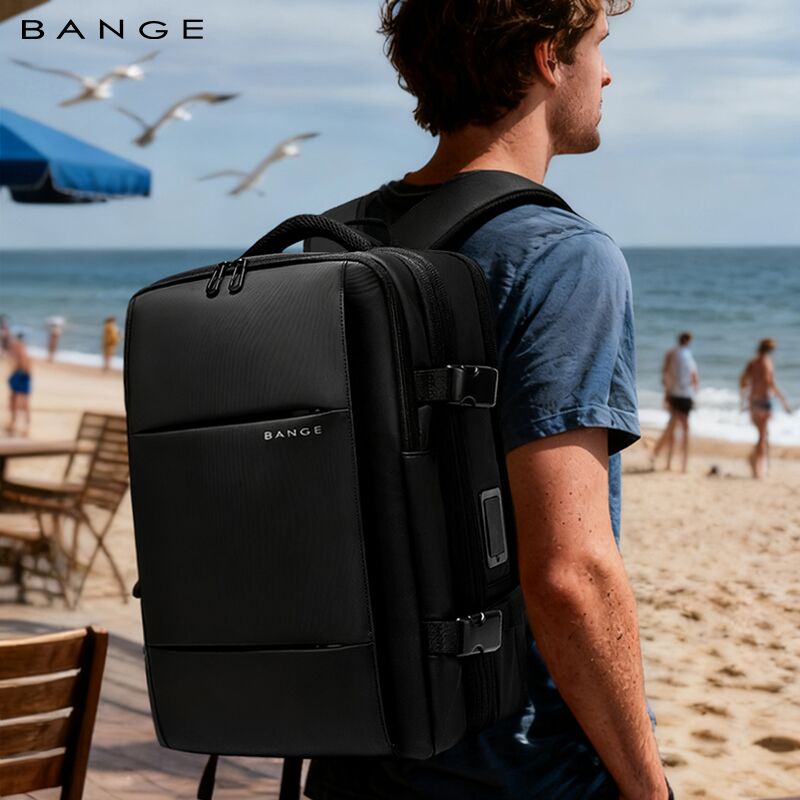 BANGE New Arrival Carry on 40L Expandable Built-in Vacuum Compression Pump Men Waterproof Travel Vacuum Compression Backpack