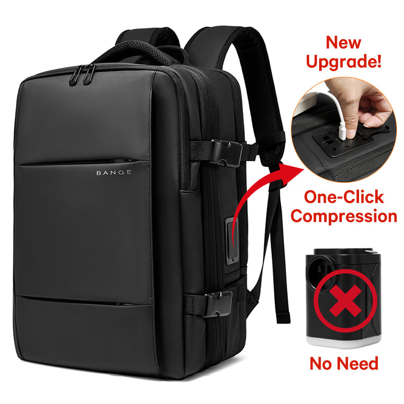 BANGE New Arrival Carry on 40L Expandable Built-in Vacuum Compression Pump Men Waterproof Travel Vacuum Compression Backpack