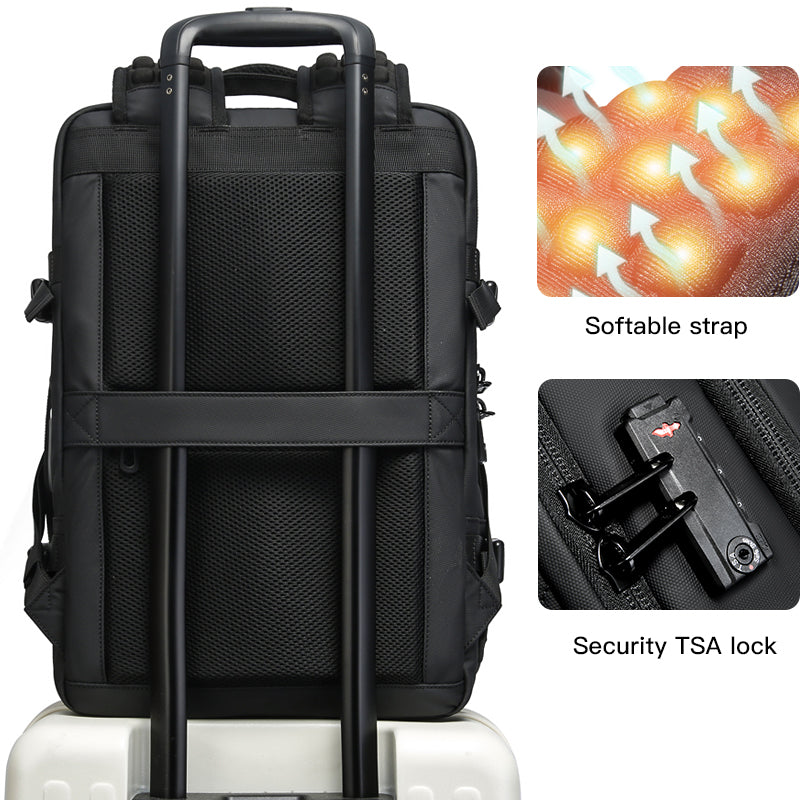 BANGE New Arrival Carry on 40L Expandable Built-in Vacuum Compression Pump Men Waterproof Travel Vacuum Compression Backpack