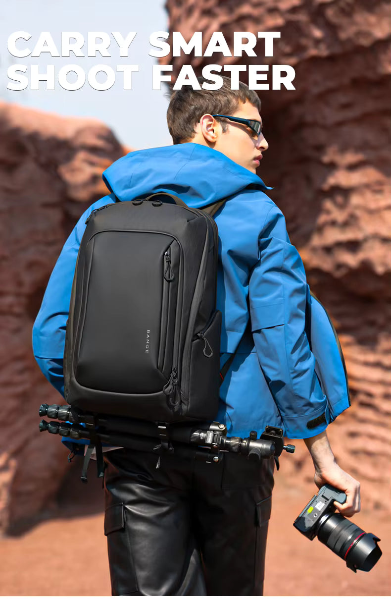 BANGE Luxury New Waterproof Camera Backpack with Zipper Closure Durable Multifunctional DSLR Photography Gear