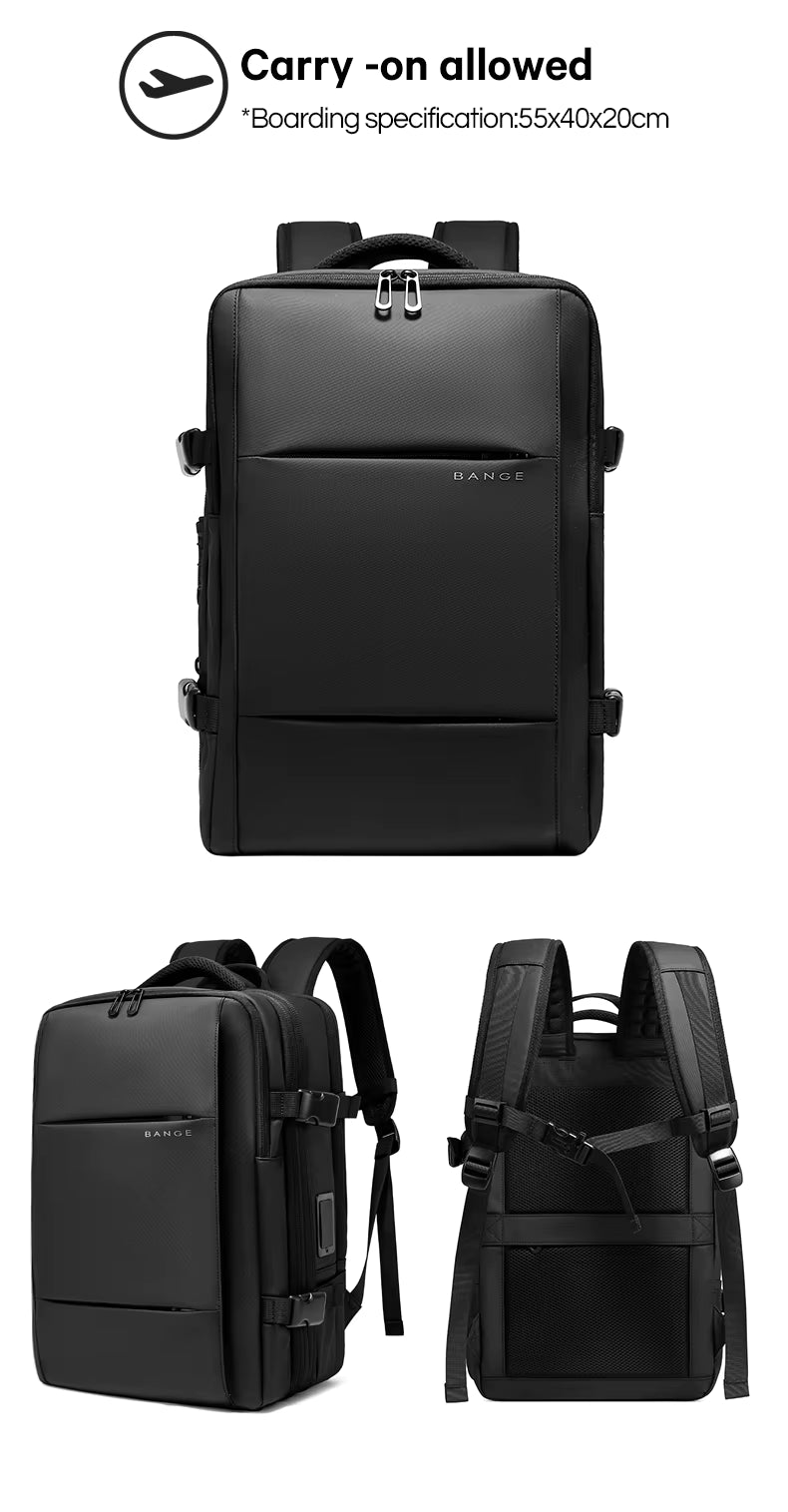 BANGE New Arrival Carry on 40L Expandable Built-in Vacuum Compression Pump Men Waterproof Travel Vacuum Compression Backpack