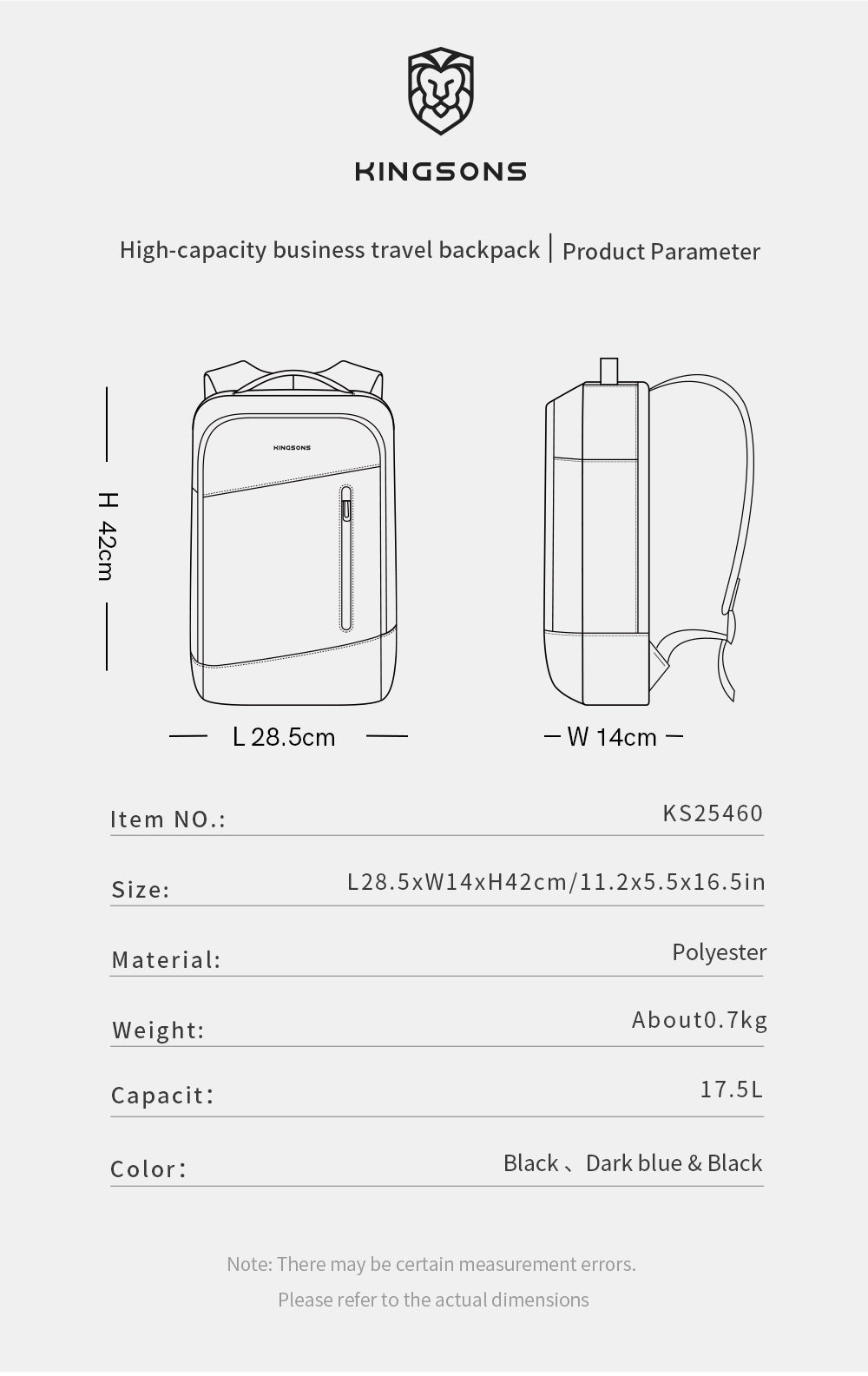 Kingsons Durable Business Laptop Backpack Leather