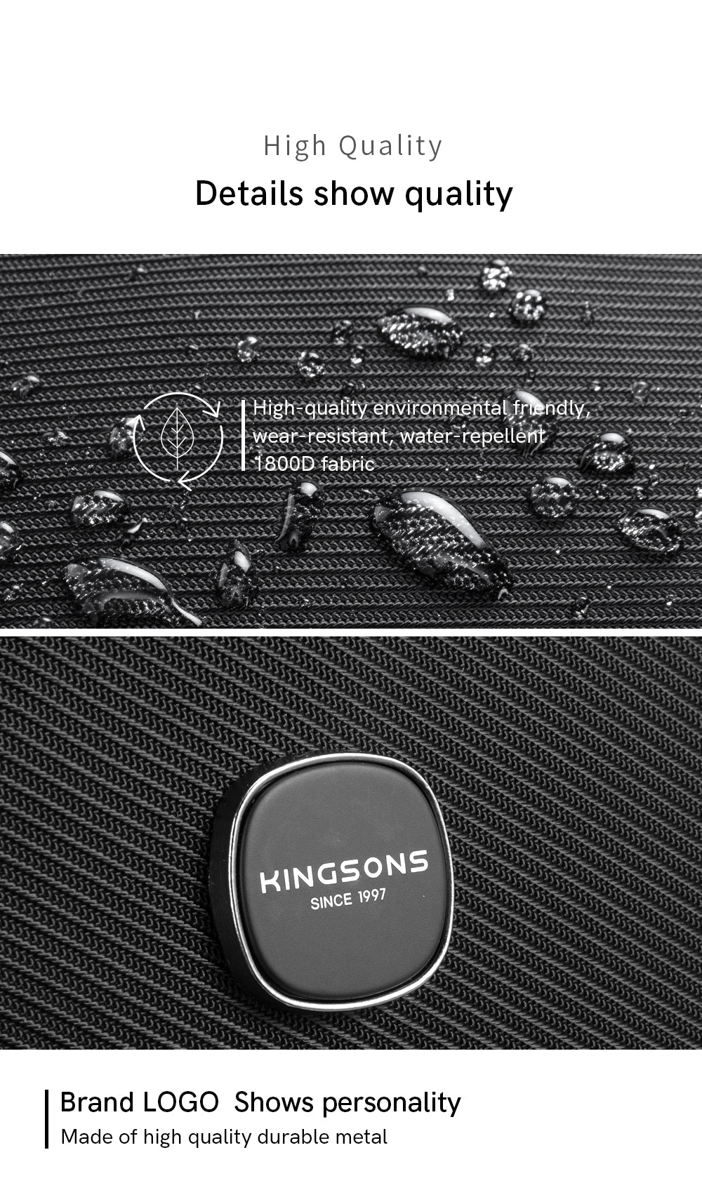 KINGSONS New Design Men's Travel Large Capacity Computer Bag Business Backpack Multi-functional Student Backpack Laptop Backpack