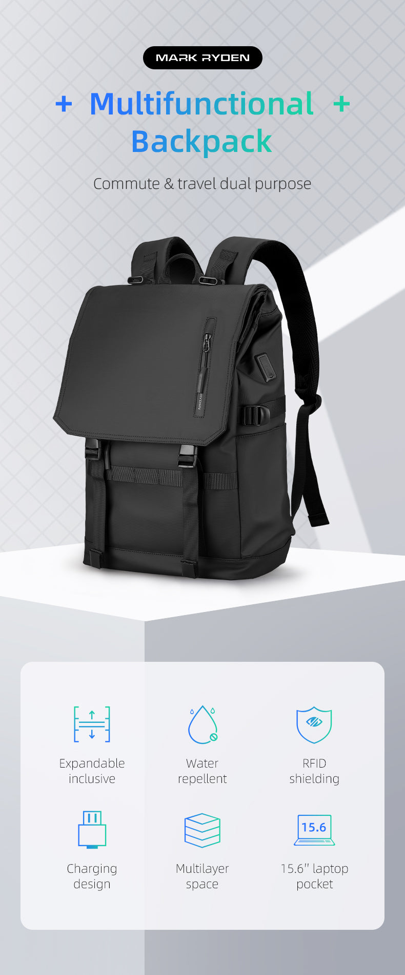 Mark Ryden Factory Wholesale Multifunctional Transformation Backpack Large Capacity Outdoor Travel Bag