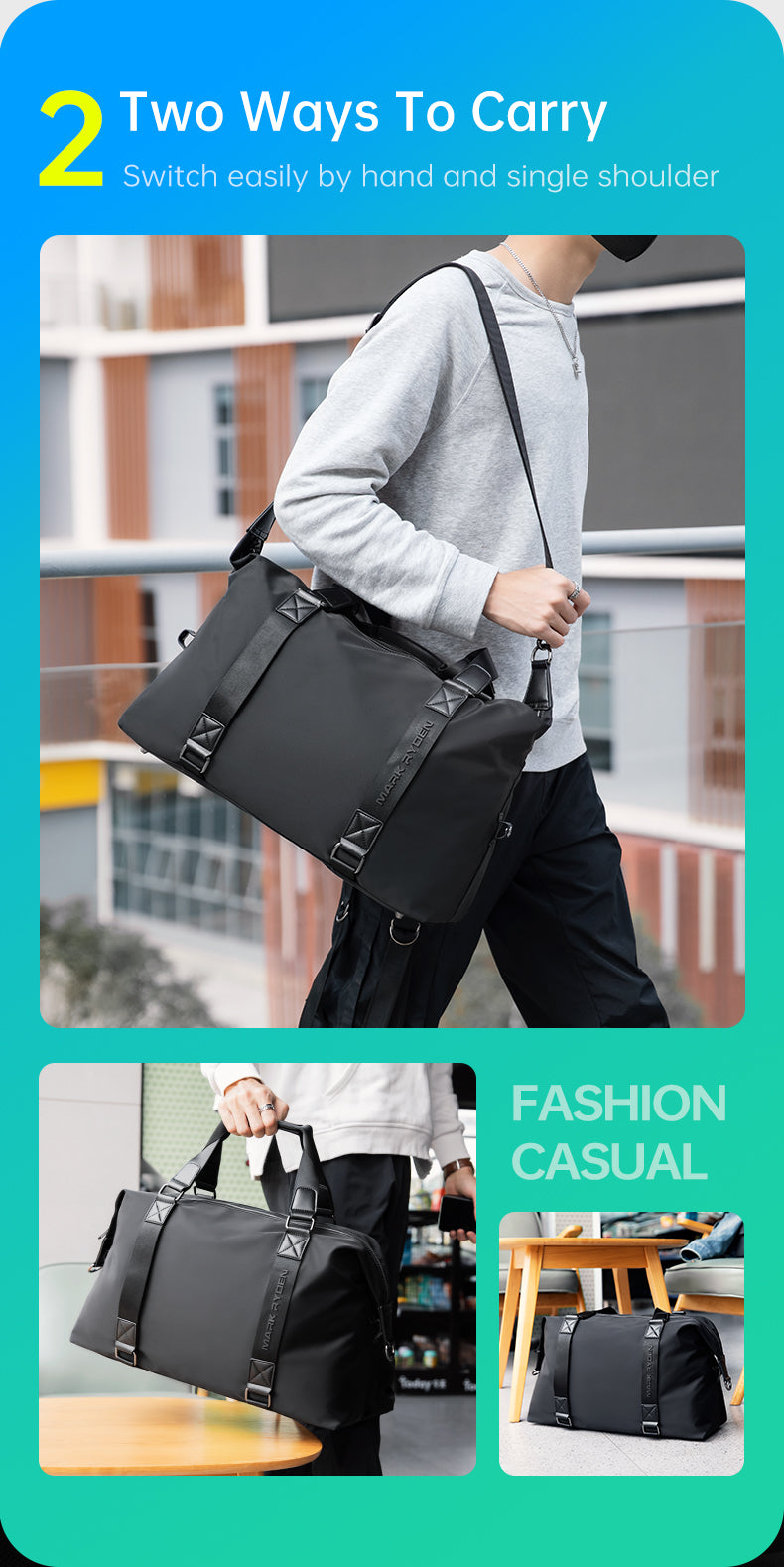 Mark Ryden Wholesale Water Resistant Large Capacity Men Luggage Sports Gym Bag Light Weight Handbags for Travel