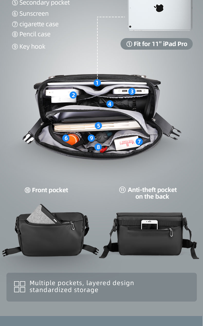 Mark Ryden Waterproof Multi-layer Messenger Bag Comfortable Large Capacity High Quality Durable Crossbody Bag Chest Sling