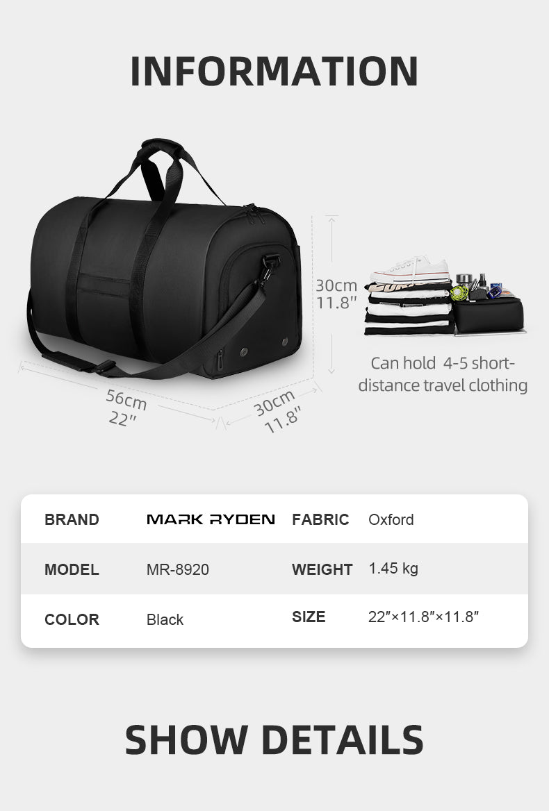 Mark Ryden Large Capacity Business Suit Travel Luggage Bag Men Travelling Bag