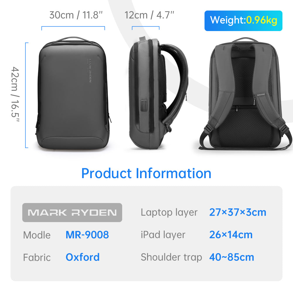 Mark Ryden Wholesale Luxury Travel Laptop Carry on Backpacks Travel Laptop 17&15.6 Bags for Men Thin Business Backpack