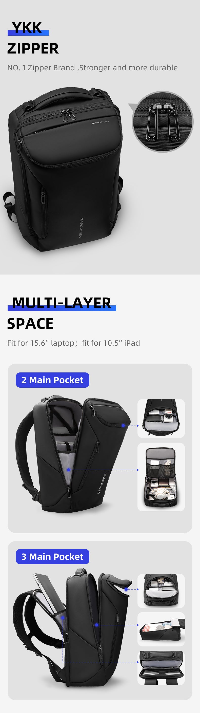 Ryden Backpack Bag Manufacturer Men Mochila De Viaje 17 Inch Laptop Backpacks Anti-theft