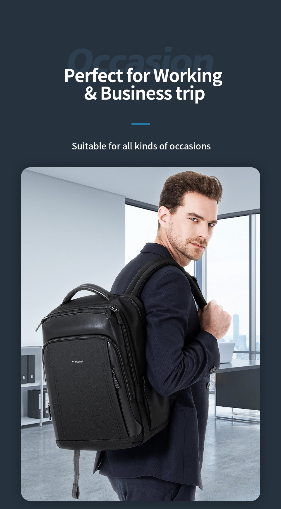 Tigernu Backpack 2025 Customizable Large Capacity Multi-function 15.6 Inch Lightweight Waterproof Daily Commuting Business Backpack