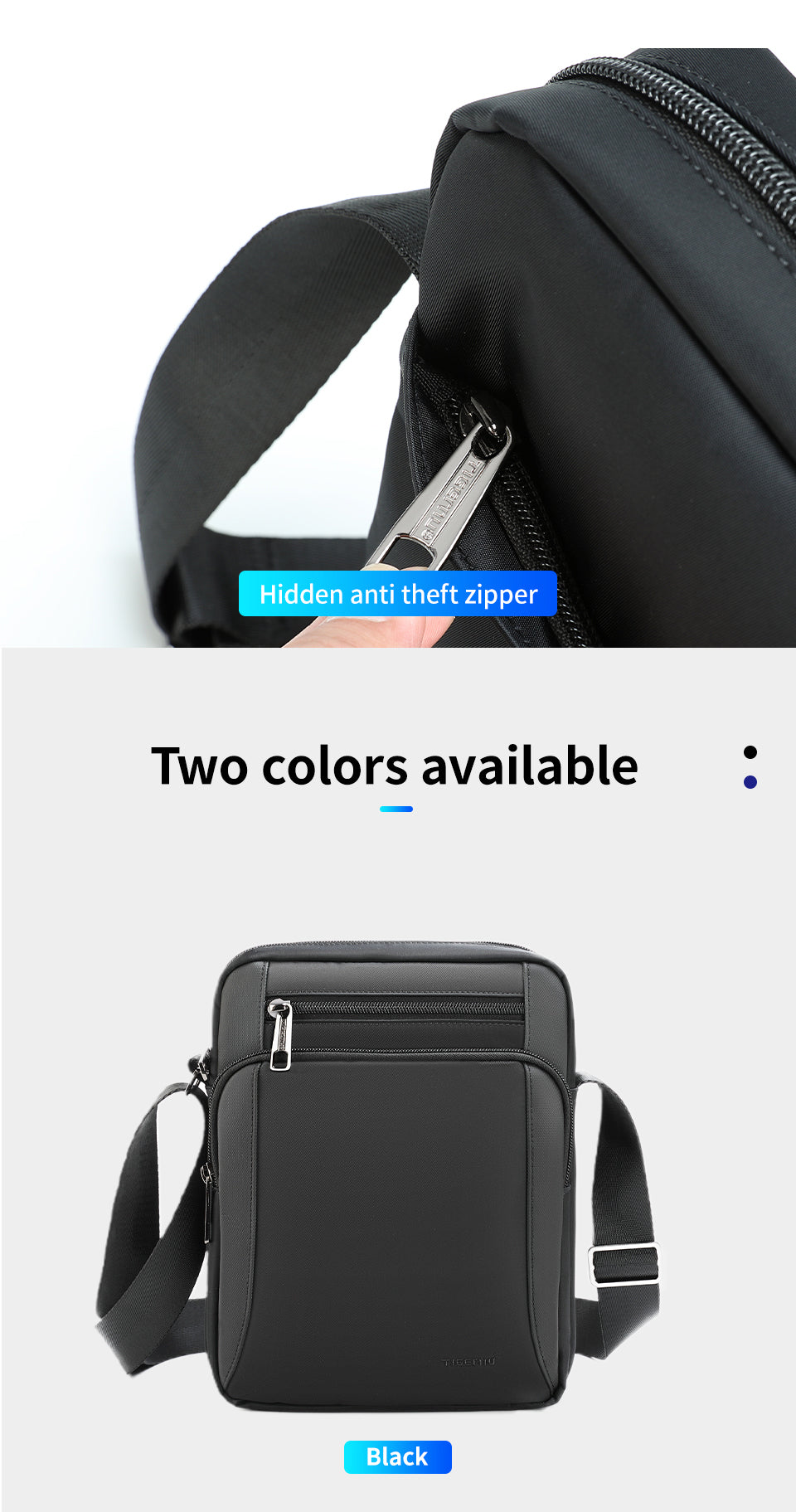 Tigernu Urban Style Men's 9.7-Inch Crossbody Bag Oxford Cloth Anti-Theft Flat Shock-Absorbing Compartment Particle City Sling Bag