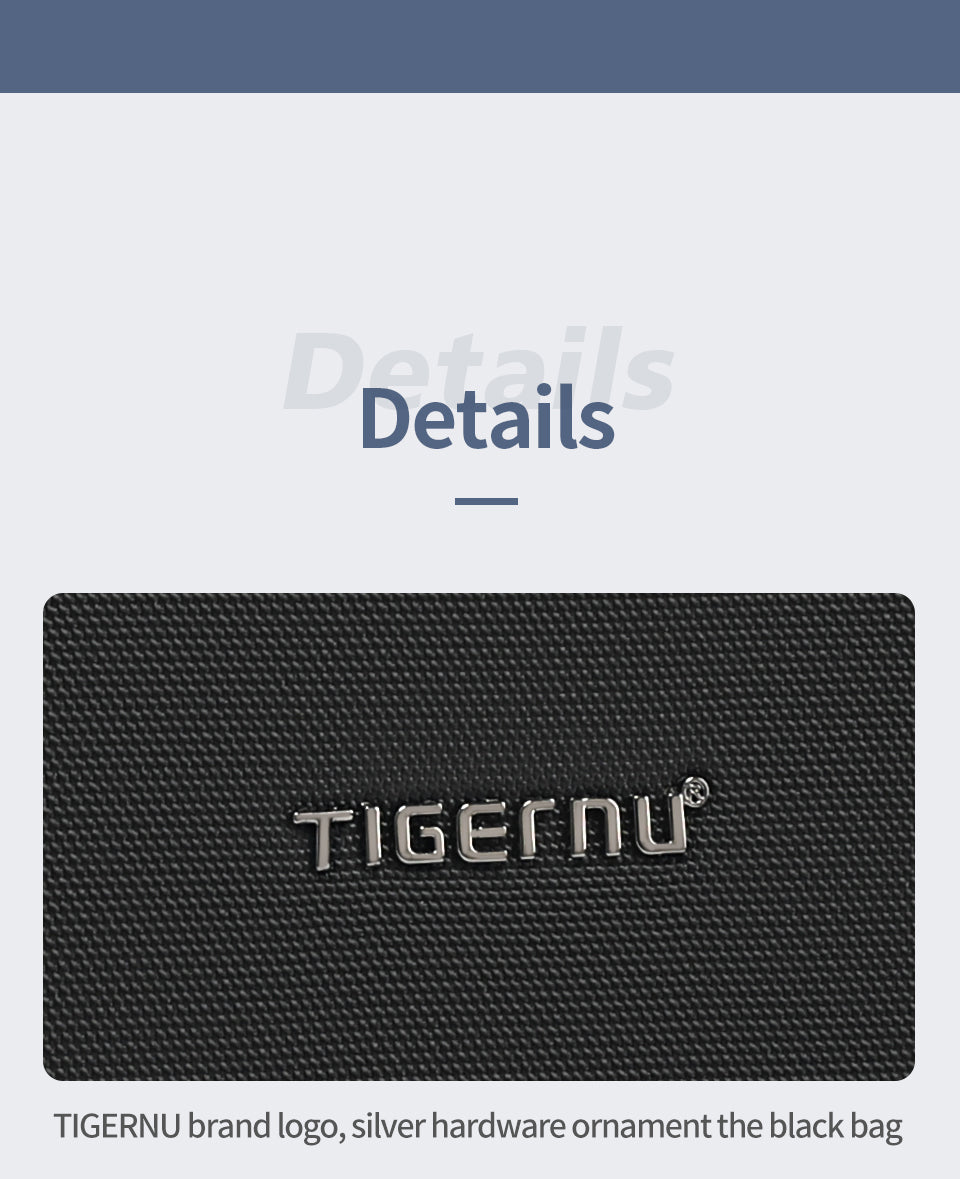 TIGERNU Men's Multifunctional Nylon Laptop Shoulder Sling Bag 9.7inches Fashionable Multi-Pocket Storage for Commuting