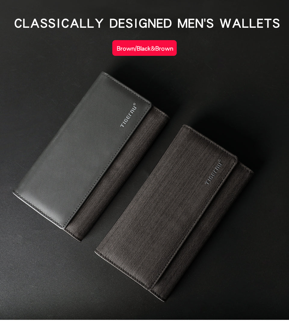 Tigernu Fashion Boutique 10 Inch Cationic Waterproof Oxford Cloth Waterproof Stain Resistant Universal Versatile Work Men's Wallet