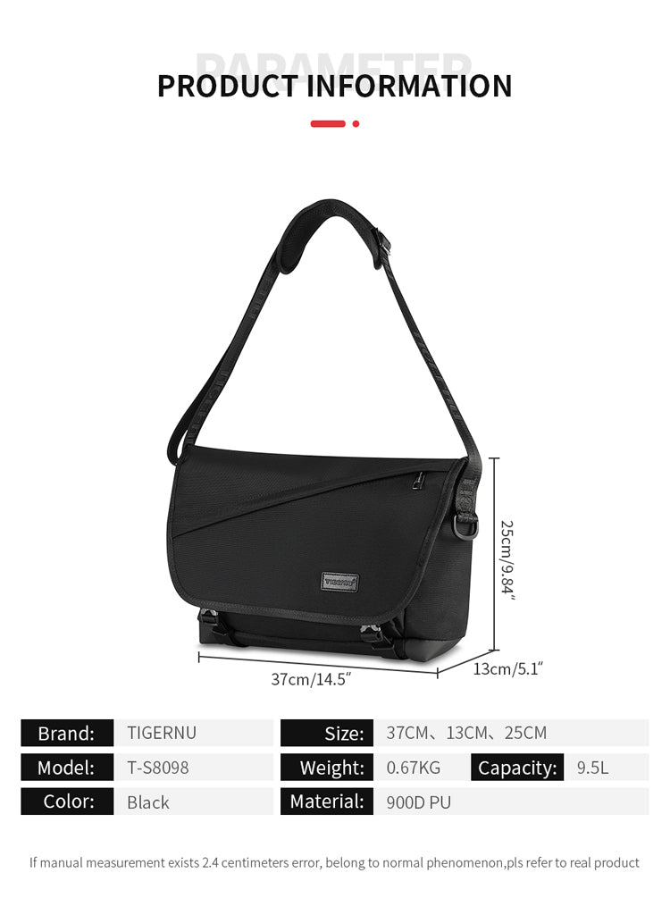 Tigernu Lightweight and Durable 10.1-inch Nylon Waterproof Scratch Resist Sports Cycling Outdoor Sports Men's Crossbody Bag Sling Bag