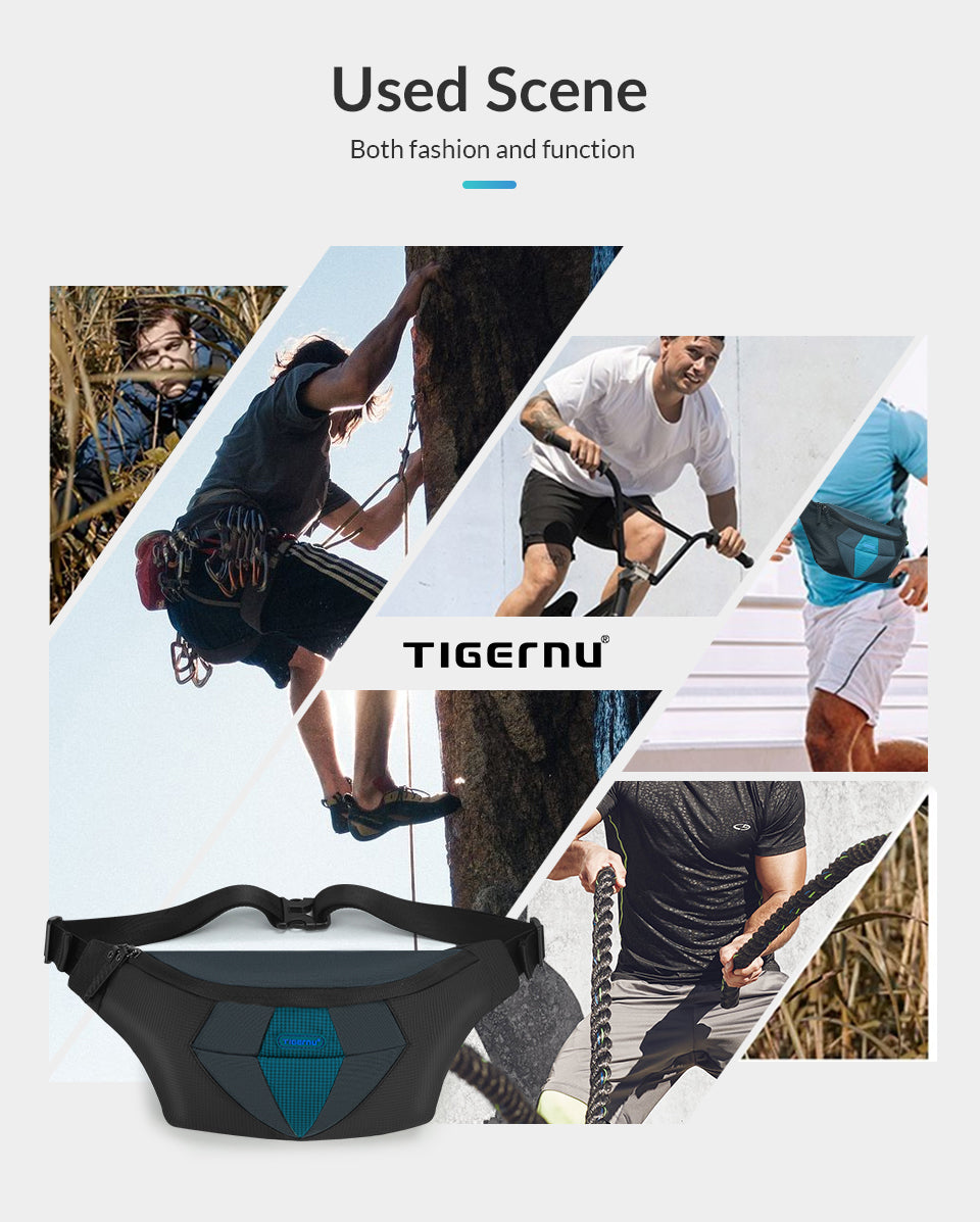 TIGERNU Lightweight and Breathable 7.5 Inch Flat Nylon Large Capacity Durable Waterproof Outdoor Leisure Men's Crossbody Bag Sling Bag
