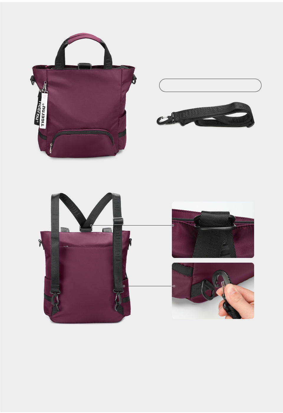 Tigernu Minimalist 14 Inch Laptop Nylon Fashionable Daily Commuting Outdoor Hiking Travel School Women's Backpack Laptop Backpack