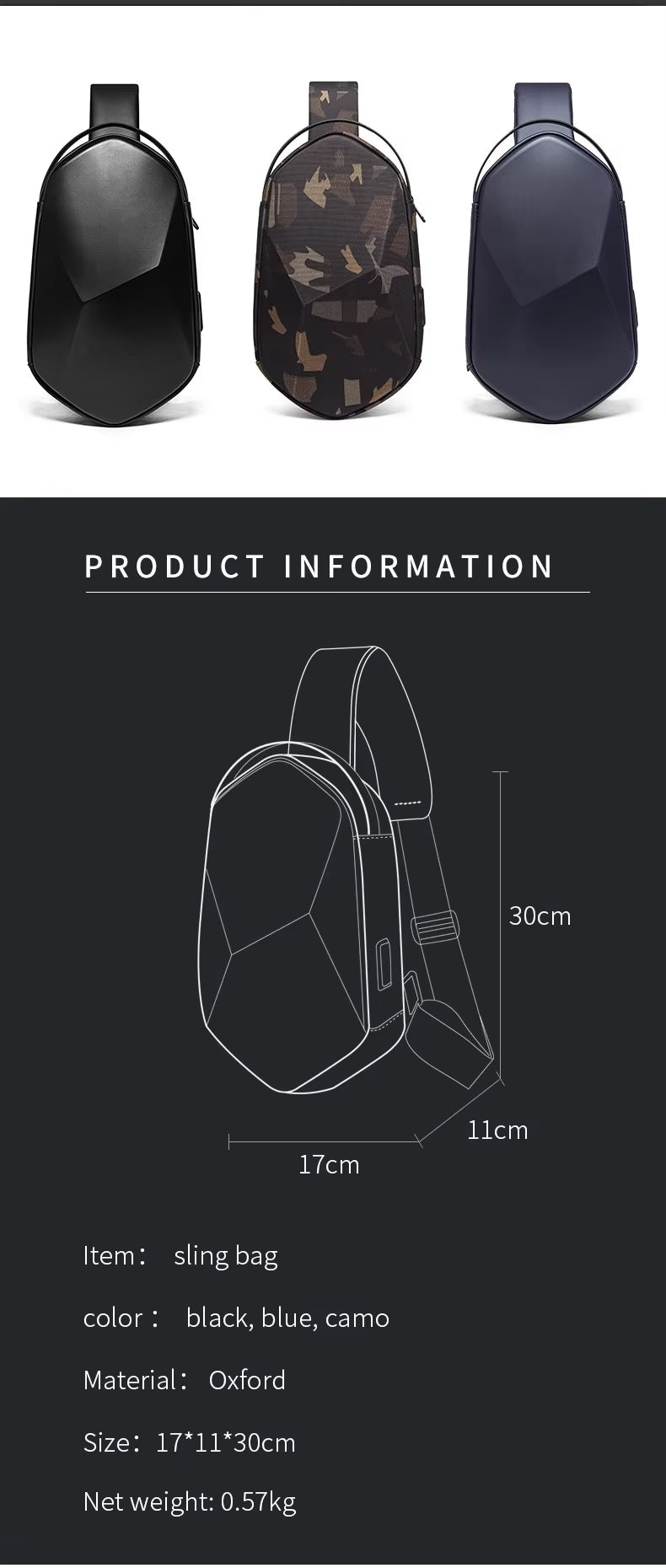 korean usb men fashion trendy waterproof custom cross body anti theft men sling bag shoulder sling bag